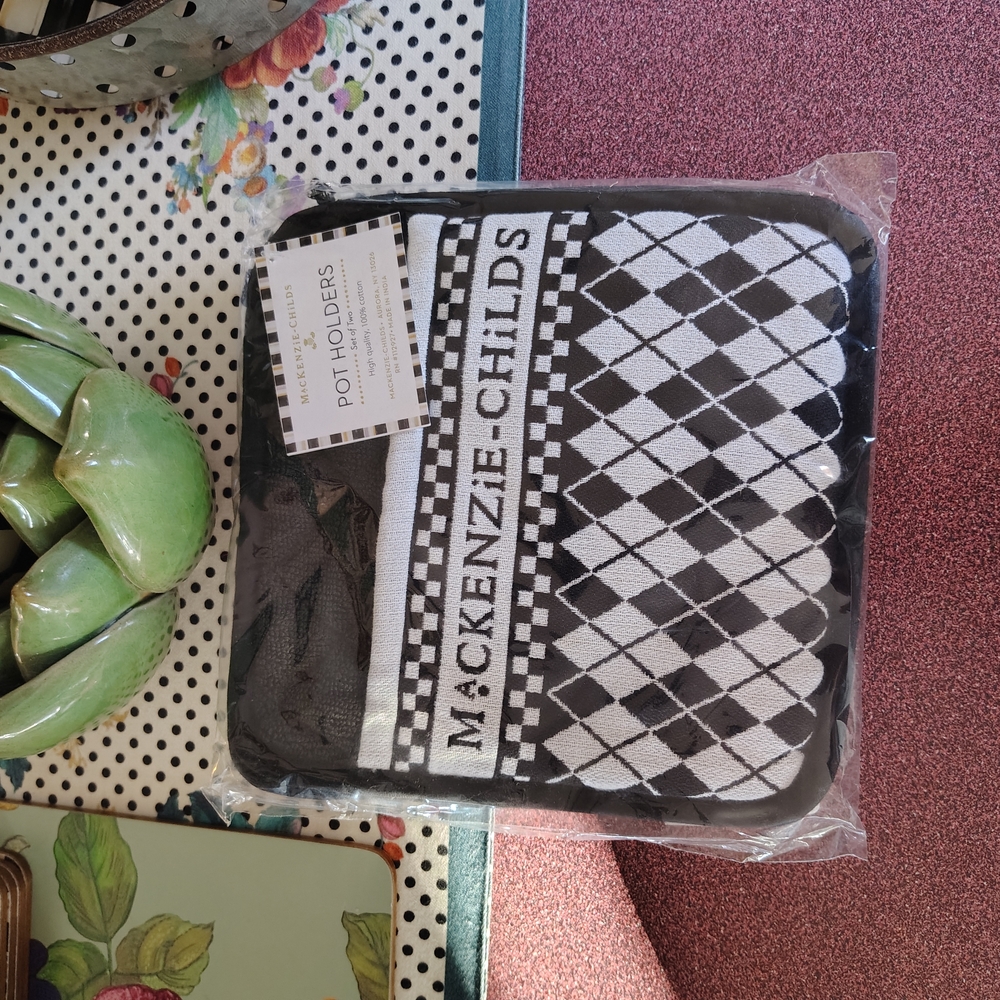 MacKenzie-Childs Black and White Pot Holders